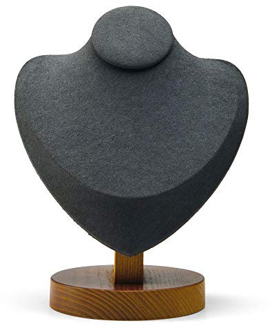 Oirlv Alta Qualità In Legno Collana Display Stand Gioielli Vetrina Display Busto Catena Mannequin (9,5 Cm X 18,5 Cm)(Grigio Scuro)
