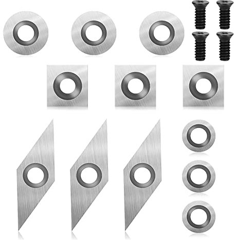 Hartmetall Wendeschneidplatten Set fur DrehmeiBel,CEIEVER Wendeplatten Hartmetall 12 Stück CNC Hartmetall Drechselwerkzeuge für Holz Drechselwerkzeug