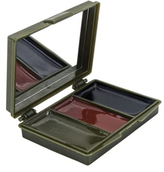 Peinture Camouflage Visage Trois Couleurs : Marron, Vert et Noir - Militaire pour Mimétisation Avec Miroir Intégré - Forces Armées, Chasse dans la Nature