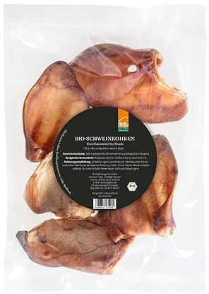defu Hundesnack | 1 x 175 g | Bio Schweineohren getrocknet | Natürlicher Premium Bio Kausnack für Hunde