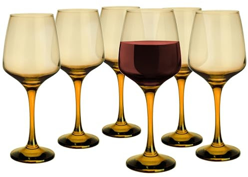 Glasmark Krosno Weinglas 0,3l Rotwein Weingläser 6er Set Gläser Für Rotwein Weisswein Rotweinglas Rotweingläser Weissweingläser Wein Kelch Glas Spülmaschinenfest Honigfarbenes Glas 6 x 360 ml