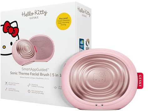 GESKE x Hello Kitty | SmartAppGuided™ Sonic Thermo Facial Brush | 5 in 1 | Pulizia della pelle | Spazzola per la pulizia con funzione riscaldante | Massaggiatore facciale | Spazzola viso elettrica