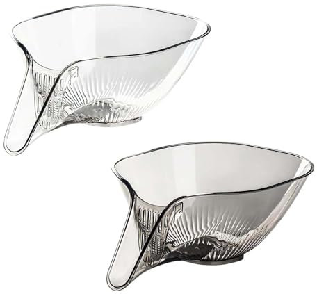 Abtropfkorb-Trichter, multifunktionale Abtropfschale aus Kunststoff, Abtropfschale aus Kunststoff für die Küche, Lebensmittelkorb, Abflussschale für Obst- und Gemüsewaschbecken (2pcs)