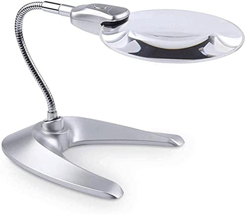 BAILAI Loupe de bureau 10 fois avec lumières rotatives à 360 degrés 130 mm