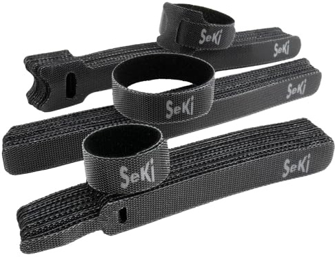 SeKi Kardborreband sortiment svart 11,5 cm 15 cm 45 delar kardborreband 12 mm bred kabelhantering kabelarrangör återanvändbart kardborrband kardborreband