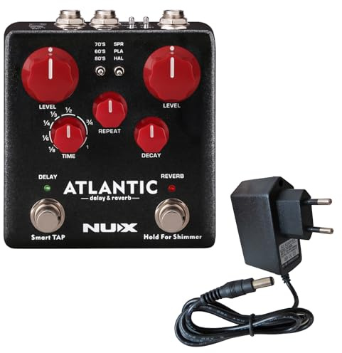 NUX NDR-5 Atlantic Delay und Reverb Pedal Effektgerät für Gitarre + keepdrum Netzteil