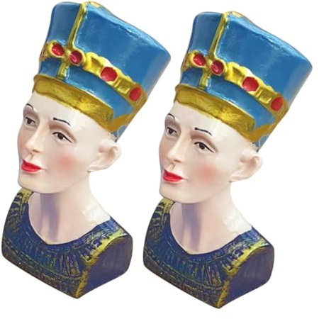 ABOOFAN 2stücke Ägyptische Büste Statue Antike Ägyptische Harzfigur Für Schreibtisch Dekoration Mikroszenen Und Sandtisch Deko Kunstvolles Design Langlebig Und Leicht