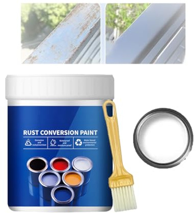 Weatherproof Rust Converter Paint for Metal, Rusts Removal Converter Metallic Paint with Brush (White,0.5 Liters)