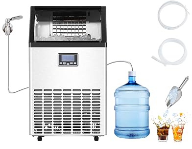 VEVOR Macchina per il Ghiaccio Commerciale, Macchina per Ghiaccio Indipendente, Capacità di Stoccaggio 13,6 kg, per Bar Ufficio Ristorante con Display Digitale Autopulente ca. 68,03 kg/24H