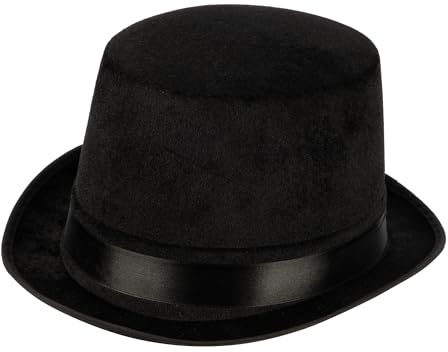 Cappello a cilindro in raso nero per adulti, classico, accessorio per costume da uomo, vittoriano, mago, steampunk, vintage, anni '20, cosplay