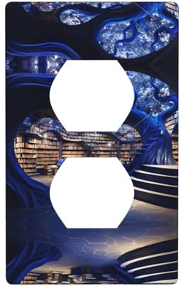 Phayah Dream Library - Placa de pared dúplex con patrón de biblioteca, tamaño estándar, policarbonato termoplástico, cubiertas de enchufe dobles