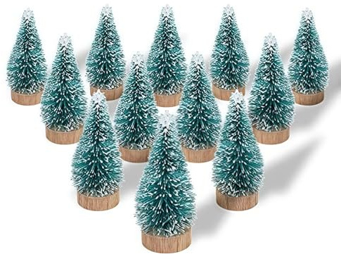 Bottle Brush Christmas Tree 12 Pack, Small Xmas Trees, Xmas Crafts Decoration Mini Trees for Christmas Decorations, Christmas Party Home Table Craft