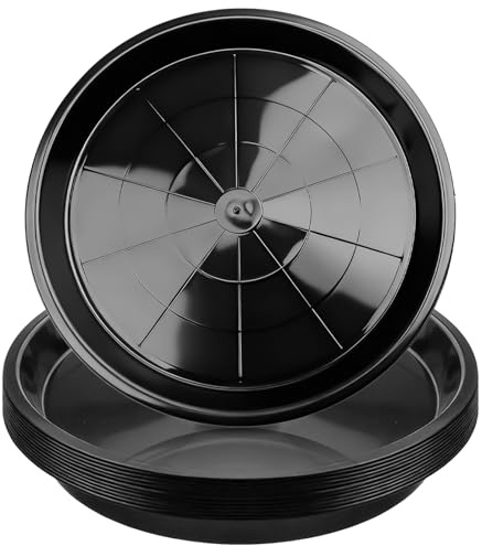 GBKDQQ 10 posavasos para macetas, posavasos para macetas, 30 cm, plato redondo para macetas, platillo de plástico para interiores, plantas exteriores, jardín (negro)
