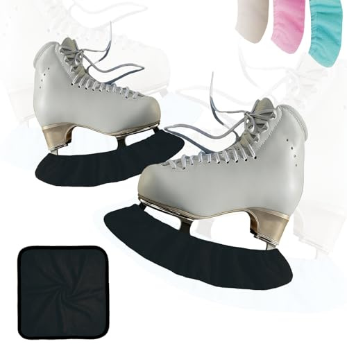 NCEDNㅤ Ice Skate Guards, Soft Towel Blade Covers for Hockey and Figure Skates, Includes Extra Towel, Ideal for Kids and Adults, Black