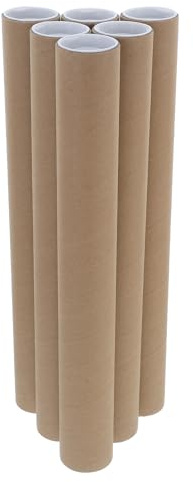 Generico Tubi Postali in Cartone Kraft Rotondi 6 Pezzi 45Mm X 40Cm Tappi Plastica per Custodia e Trasporto Pezzi di Pittura e Disegni