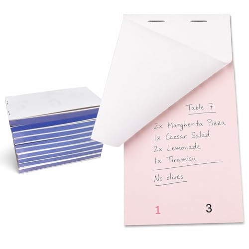 AC Supplies Global Restaurant Order Pad with Duplicate Sheet, Notepad for Waitstaff, Writing Orders (50) 140mm x 78mm