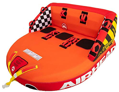 Airhead Super Mable Towable Tube | 1-3 Rider Towable Tube for Boating and Water Sports | Dual Tow Points | Full Nylon Cover | EVA Foam Pads | Patented Speed Valve | Boat Tubes and Towables