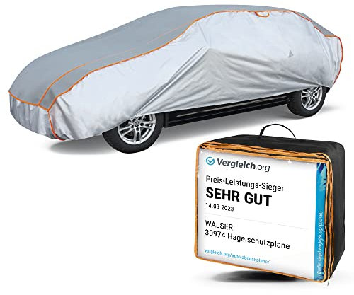 Walser Hagelschutz Abdeckplane Auto, Auszeichnung Sehr Gut* Auto Hagelschutzplane, TÜV geprüfte* Abdeckplane Auto Perma Protect, Autogarage Abdeckung, Abdeckung Auto, Auto Abdeckung Größe 2 Silber