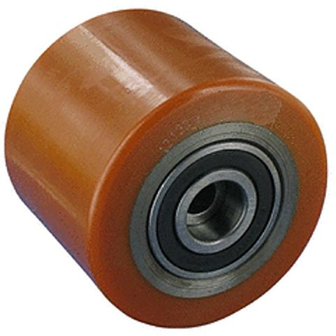 Hubwagenwalze 75 mm Breite 55 mm Achse 20 mm Stahlkern Bereifung Polyurethan Räder Rollen Hubwagen Ersatzrolle