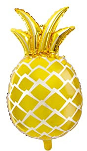 PartyDeco- Globo Mylar Foil Piña Dorado Fiesta Tropical Hawaiana 38 x 63 cm Colore, FB31M-019