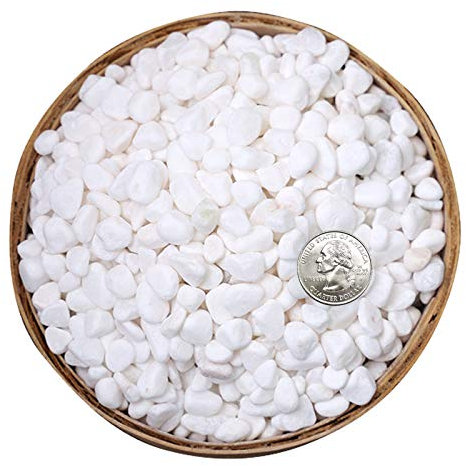 Hisredsun Weiße Dekosteine, 1,8 kg, 0,6–0,9 cm, natürliche Kiessteine für Blumentöpfe, kleine Flussfelsen für Landschaftsbau, Vasenfüller, Sukkulenten, Aquarium und Gartendekoration