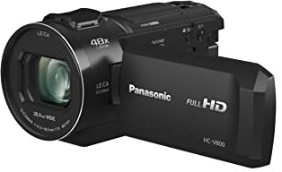 Panasonic Caméra Full HD HC-V800 (Grand capteur MOS, Objectif Leica Dicomar, Grand Angle 25 mm (Enregistrement 24p), Zoom Optique 24x, système O.I.S.), Noir