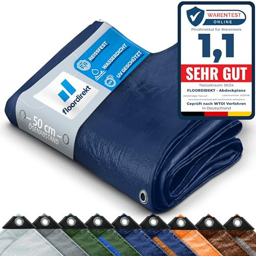 Lona de protección | lona de protección | lona de barco | base de tienda de campaña para camping y exterior | jardín | lona impermeable con ojales (8 x 12 m (140 g/m²), color azul