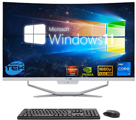 SIMPLETEK - PC All in One con pantalla curva de 27 pulgadas, Core i7, tarjeta gráfica GTX1650, 4 GB, Windows 11, 32 GB de RAM, SSD de 2 TB, para trabajar, gaming