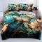 Luofanfei Bettwäsche Blumen 135x200 cm Blau Petrol Grau Vintage Blüten 3D Geblümt Floral Pflanzen Muster Set 2er Blumenmuster Microfaser Bettbezug Einzelbett und Kissenbezug 80x80cm
