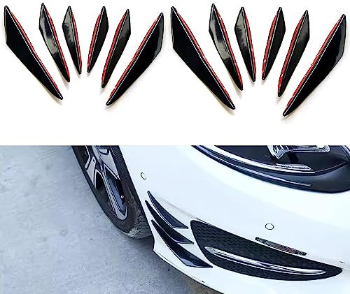 Ygapuzi 12 Pcs Universal Spoiler Canards Kit - Personalized Crescent Front Bumper Lips Splitter, Body Decoration Decal Sticker Accessories for Car, SUV, Truck (Glossy Black)