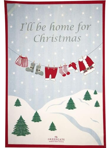 GreenGate Geschirrtuch Home for Xmas Weiß Baumwolle 50x70 Küchentuch Weihnachten