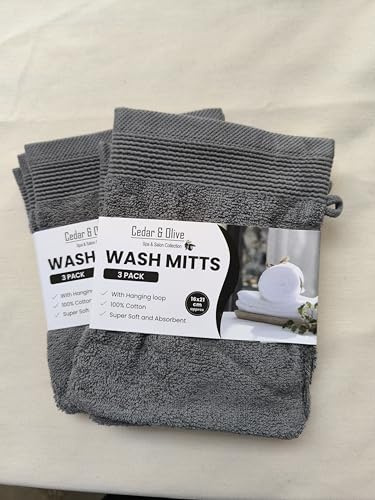 Generic Premium Cotton Wash Mitts Flannel Face Bath White Black Slate Grey Turquoise (Slate Grey, Pack of 12)