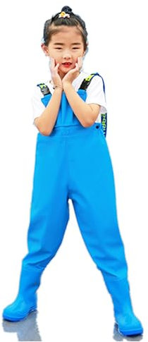 Wansiman Kind Angelhose mit Watstiefel,Wathose mit Brusthöhe,Angeln Teichhose mit Stiefeln,wasserdicht,atmungsaktiv,Unisex,für Bauernhöfe,Gärten,Arbeiten im Schlamm,Fliegenfischen,Baustellen