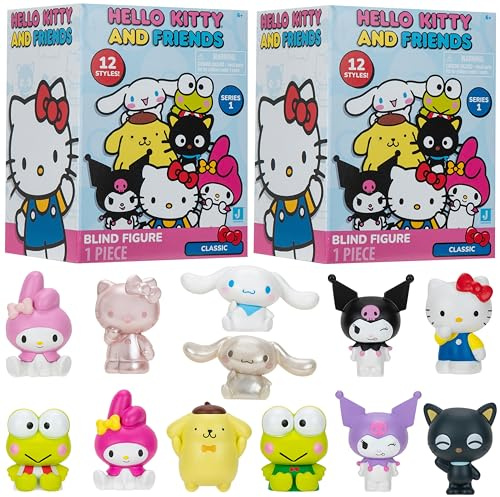 Hello Kitty and Friends mystisk blindbox, 2-pack, serie 1, samlarobjekt, Sanrio Mini, 5 cm, mystiskt leksak, olika modeller, present till barn, flickor, pojkar från 6 år
