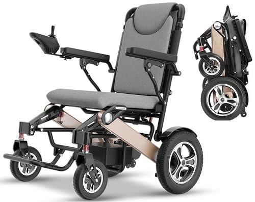 ByteTecpeak D02 Sedia a rotelle elettrica – pieghevole in alluminio, motore a spazzola da 500 W, portata fino a 33 km