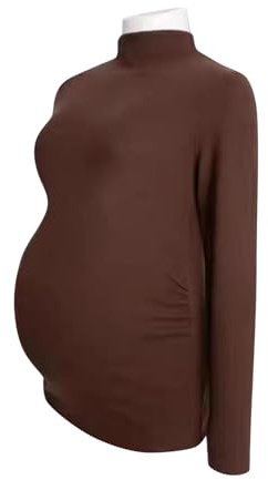 Premamá Tops Cuello Alto Jersey Camiseta Materna de Manga Larga Mujeres cómodo Interior térmica Cálido Basic Color sólido Camiseta Ropa Premamá de Otoño e Invierno Regalo Durante el Embarazo