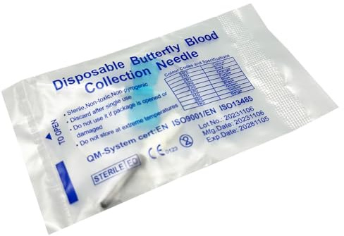 Lot de 50 aiguilles de collecte de sang en forme de papillon vétérinaire 23 g pour chats, chiens et animaux domestiques