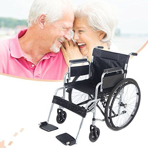 Panana All AID Wheelchair Foldable Self Propelled Lightweight Transit Travel Wheelchair (Silver, 24'' Wheel)