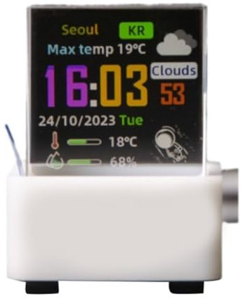 Booso Multifunktional mit GIF-Animationsalbum GIFTV Smart Wetterstation Holografische Kristallwürfel-Fotoanzeigeuhr