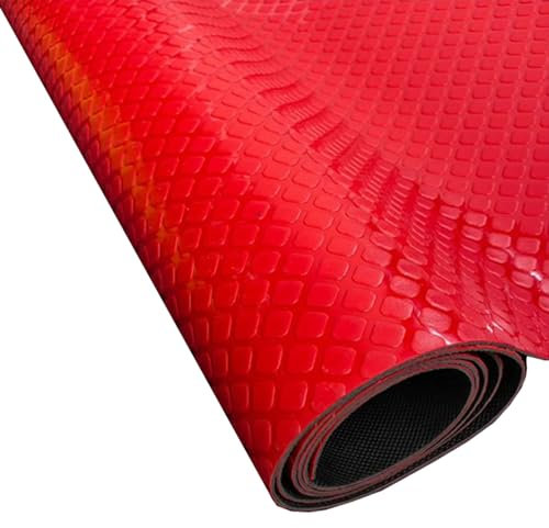 Rotolo di Pavimento in Gomma Impermeabile A Scacchiera, 1 M, 2 M, 3 M, 4 M, 5 M, Tappetini in Gomma con Fondo Antiscivolo, Garage, Magazzino, Officina, Parcheggio (Rosso, 0,6 X 1,8 Metri/2 X 5,9