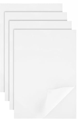 4 Stück A4 29.7x21cm Bedruckbare Stickvlies,Stickvorlagen,Wasserlöslich,Blank Bedruckbar Wasserlösliches,Selbstklebend Embroidery Stickmaschine für Anfänger Drucken Zeichnen Mustern Geeignet Hand