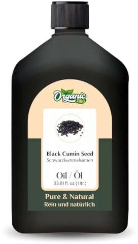 Ekologisk Zing Black Cumin Seed (Nigella sativa) olja | Ren och naturlig bärolja för skincare, hårvård och massage – 1 000 ml/33,8 fl oz