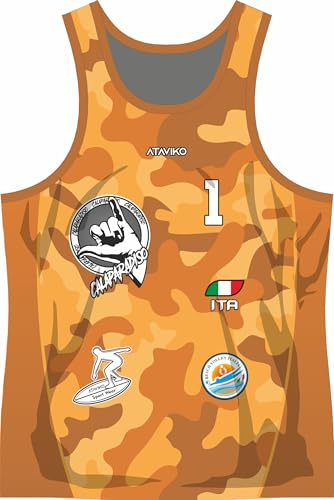 Ataviko Canotta Camouflage, Beach Volley Mare, Gym Palestra, Passeggio, Sport Estivi (IT, Testo, XL, Regular, Regular, Standard, Sabbia)