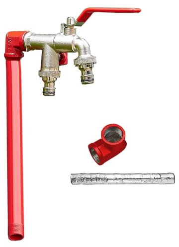 HOLGVE Columna de Agua, Columna de Agua Vertical de Acero Inoxidable para Jardín, Columna de Grifo de Fuente Roja, Hidrante Dispensador, para Patio, Jardín, Césped(39.3in/100cm)