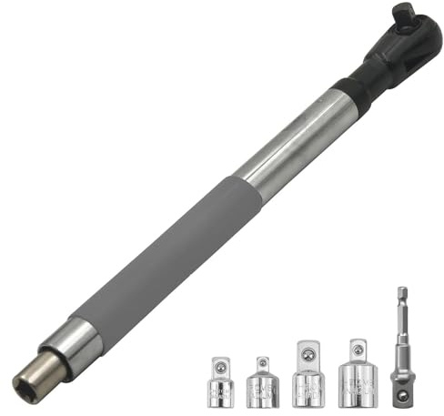 Denash Set di Chiavi di Estensione Offset, Spanner a Presa Multifunzionale per Trapano Elettrico, Adattatori per Spazi Ristretti con Interruttore Intuitivo, Costruzione in Acciaio in