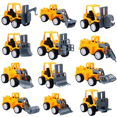 NimblusToy Véhicules de Construction, Voitures de Jouets d'ingénierie,Véhicules Toys Excavatrice Camion Tracteur Jouet pour Enfant pour Enfants Garçons Cadeau de Noël Halloween(12 Pièces)