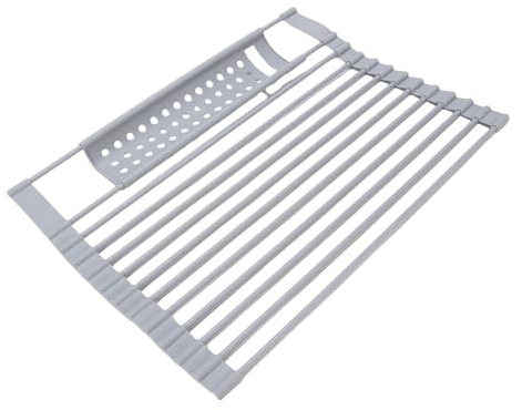 Jopwkuin Multifunktionell Dish Torkställ Livsmedelsklassat Material Rostfritt Stål Avlopp för Hemtillbehör, Hopfällbar Diskbänk Diskavlopp för Skrivbord (S)