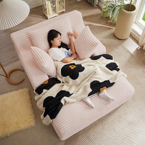KEIKI 66 Oversized Chaise Lounge Chair, No Assembly Sleeper Style Boneless Chair for Bedroom, Full-Body Reclining Lounger for Napping, Side Sleeping, Reading & Everyday Relaxation