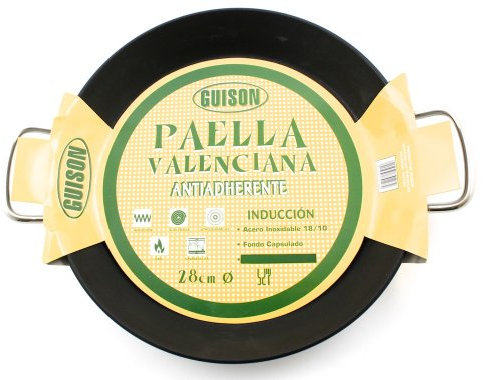 Garcima Paellera antiadherente de acero inoxidable, color plateado, 28 cm