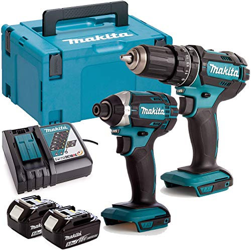 Makita DLX2131TJ 18V 2 x 5.0Ah Li-ion Combi Drill DHP482 + DTD152 Impact Twin Kit